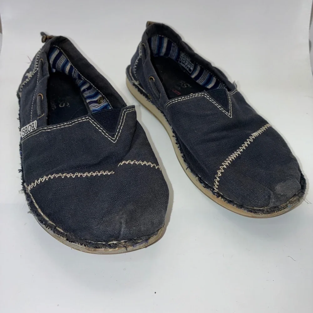 Skechers BOBS Highlights‎ 2.0 Navy Blue Canvas Slip On Shoes 33673 Womens Size 7